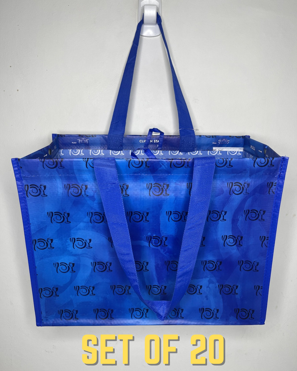 Set of 20 Wegmans Blue Click N' Stay Reusable Grocery Tote Bag w/ Liner + Pocket